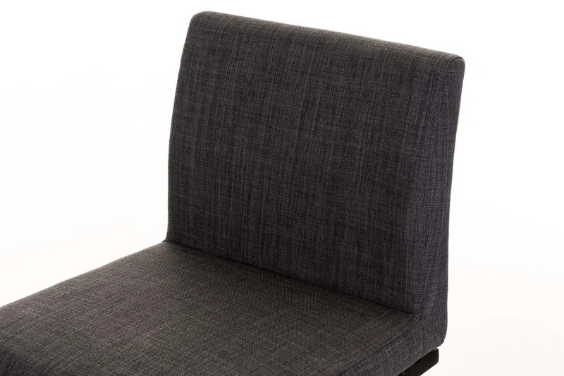 Tabouret de bar x1 avec repose-pieds plaque de base carrée en métal noir assise en tissu gris foncé 10_0005307