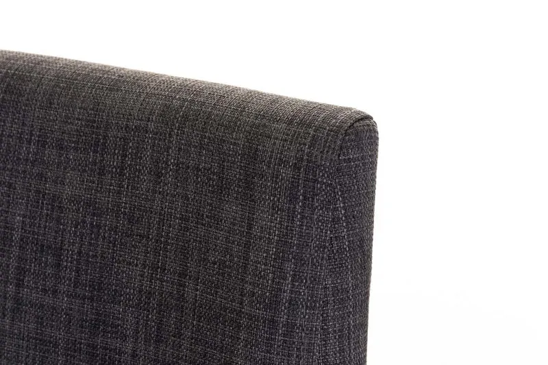 Tabouret de bar x1 avec repose-pieds plaque de base carrée en métal noir assise en tissu gris foncé 10_0005307