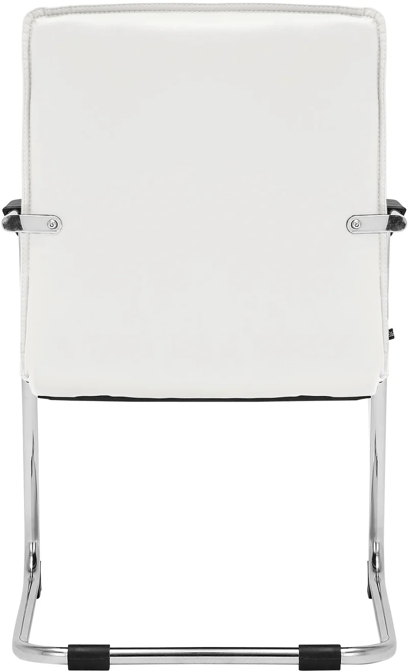 Chaise de bureau sans roulettes fauteuil visiteur avec accoudoirs en PVC blanc et métal 10_0001924