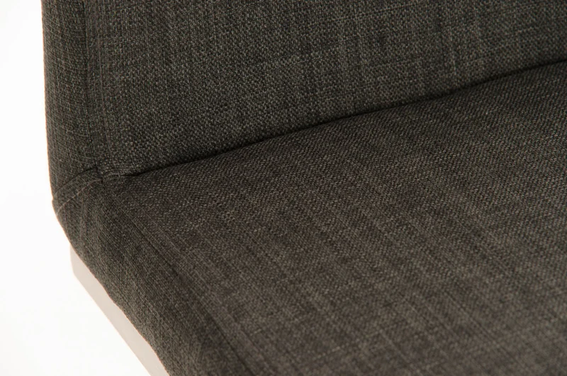 Tabouret de bar x1 avec repose-pieds plaque de base carrée en acier inoxydable assise en tissu gris foncé 10_0005315