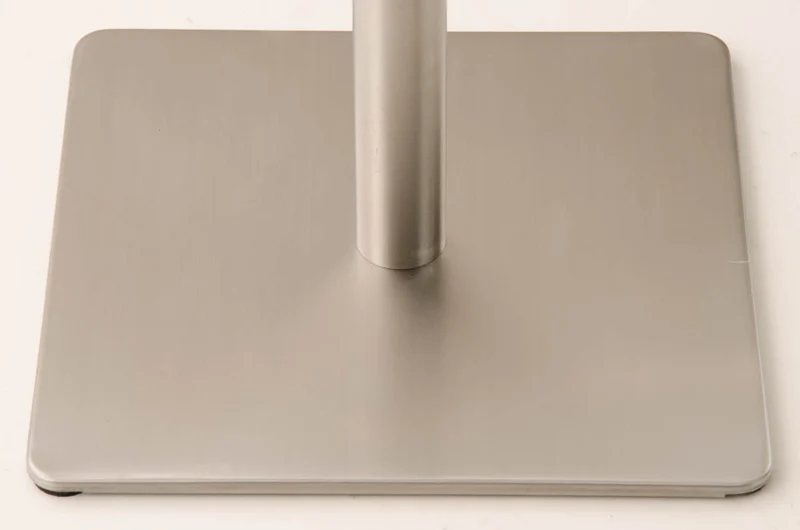 Tabouret de bar x1 avec repose-pieds plaque de base carrée en acier inoxydable assise en tissu gris foncé 10_0005315