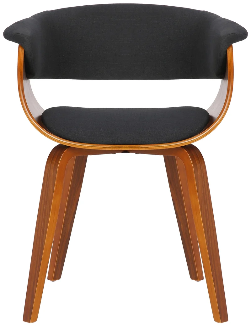 Chaise de bureau salle à manger style scandinave avec revêtement en tissu noir cadre en bois couleur noyer 10_0002196