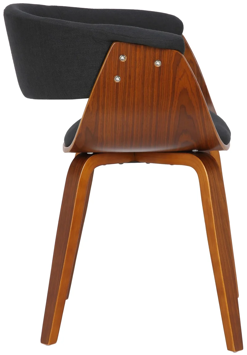 Chaise de bureau salle à manger style scandinave avec revêtement en tissu noir cadre en bois couleur noyer 10_0002196