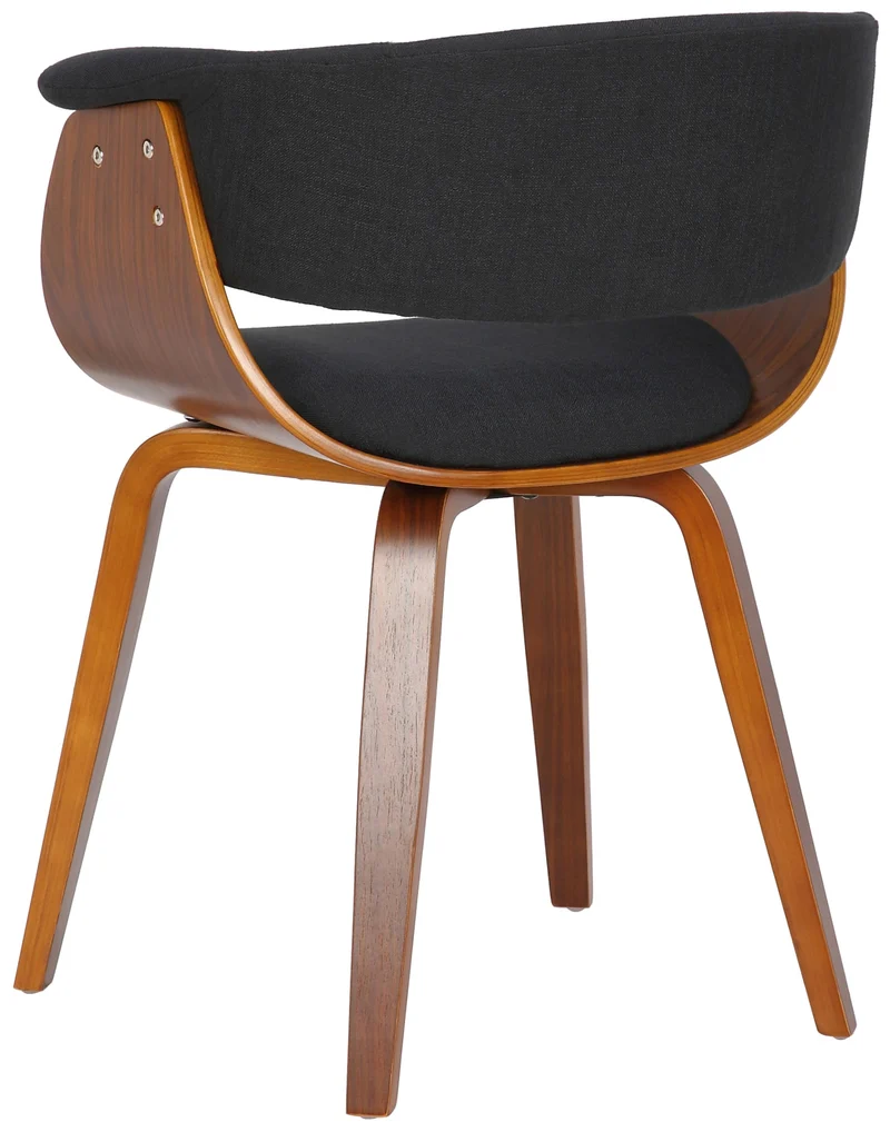 Chaise de bureau salle à manger style scandinave avec revêtement en tissu noir cadre en bois couleur noyer 10_0002196