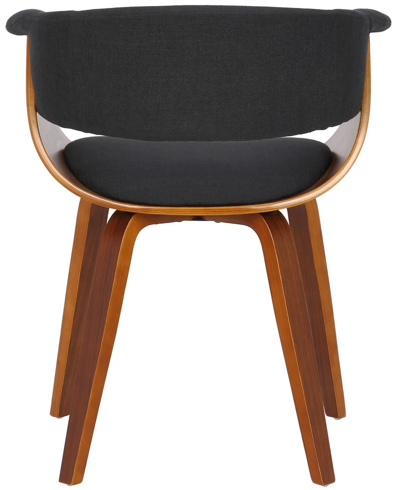 Chaise de bureau salle à manger style scandinave avec revêtement en tissu noir cadre en bois couleur noyer 10_0002196