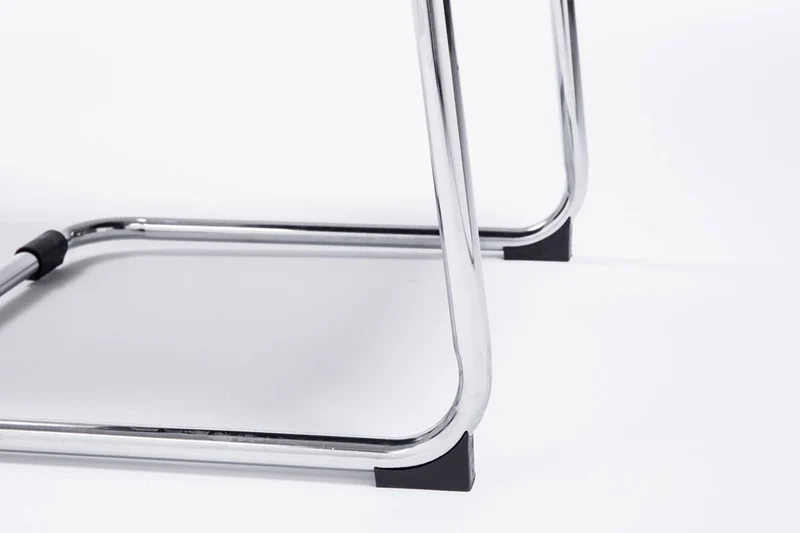 Lot de 2 fauteuils de bureau chaises visiteur avec accoudoirs en PVC blanc et métal chromé 10_0001887