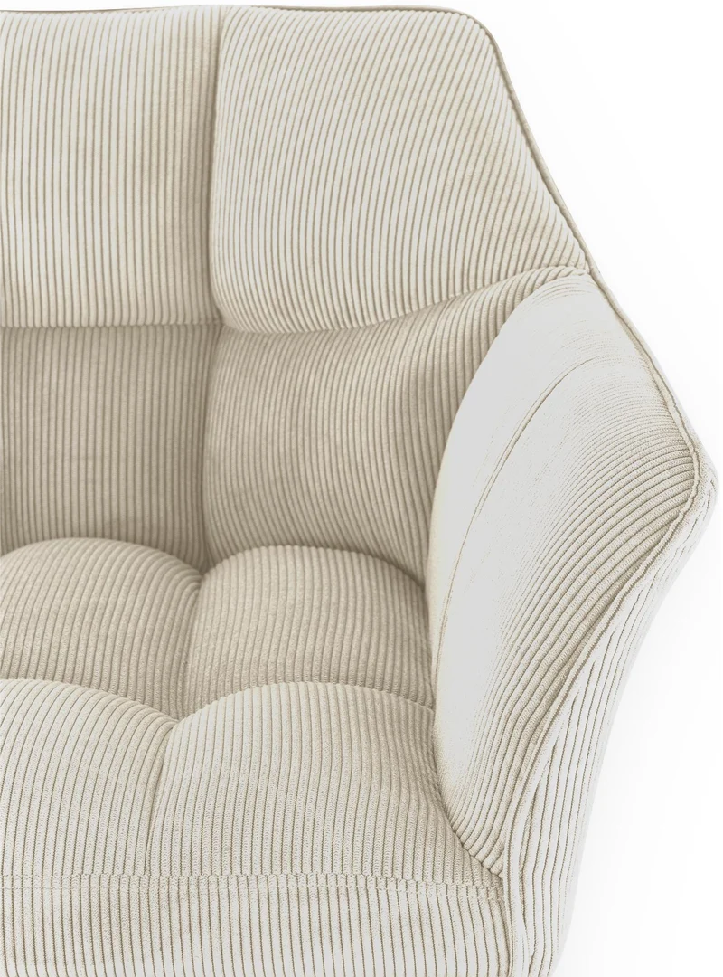 Tabouret de bar x1 réglable en velours côtelé crème assise enveloppante capitonnée et avec base carrée en métal noir 10_0005891