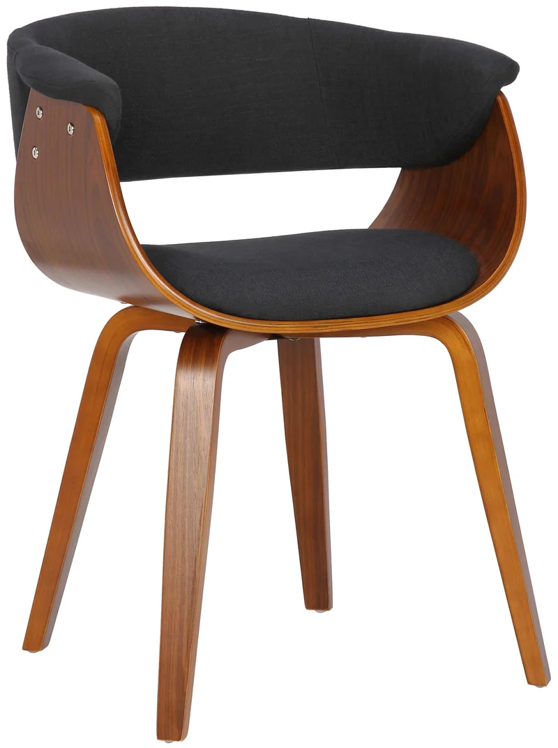 Lot de 2 chaises de la salle à manger design retro en structure en bois et assise en tissu noir 10_0001690