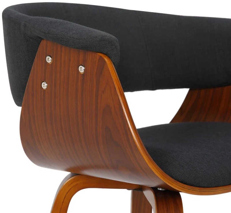 Lot de 2 chaises de la salle à manger design retro en structure en bois et assise en tissu noir 10_0001690