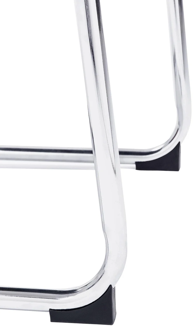 Chaise de bureau fauteuil visiteur avec accoudoirs en PVC crème et métal aspect chromé 10_0007705
