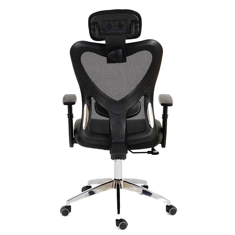 Fauteuil chaise de bureau sur roulettes pivotante appui-tête réglable synthétique noir 04_0001899