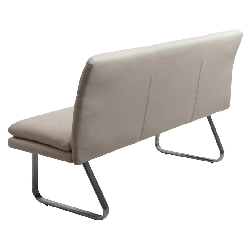 Banc de salle à manger banquette rembourrée avec dossier en tissu crème en acier inoxydable longueur 160 cm 04_0005849