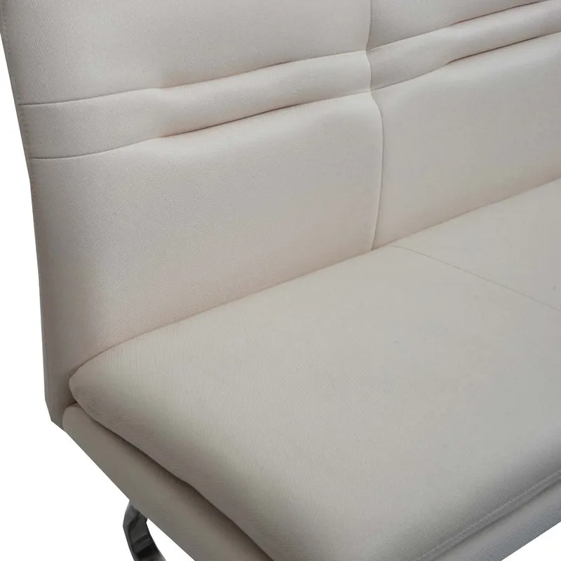 Banc de salle à manger banquette rembourrée avec dossier en tissu crème en acier inoxydable longueur 160 cm 04_0005849