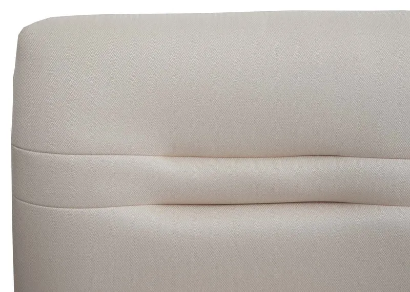 Banc de salle à manger banquette rembourrée avec dossier en tissu crème en acier inoxydable longueur 160 cm 04_0005849