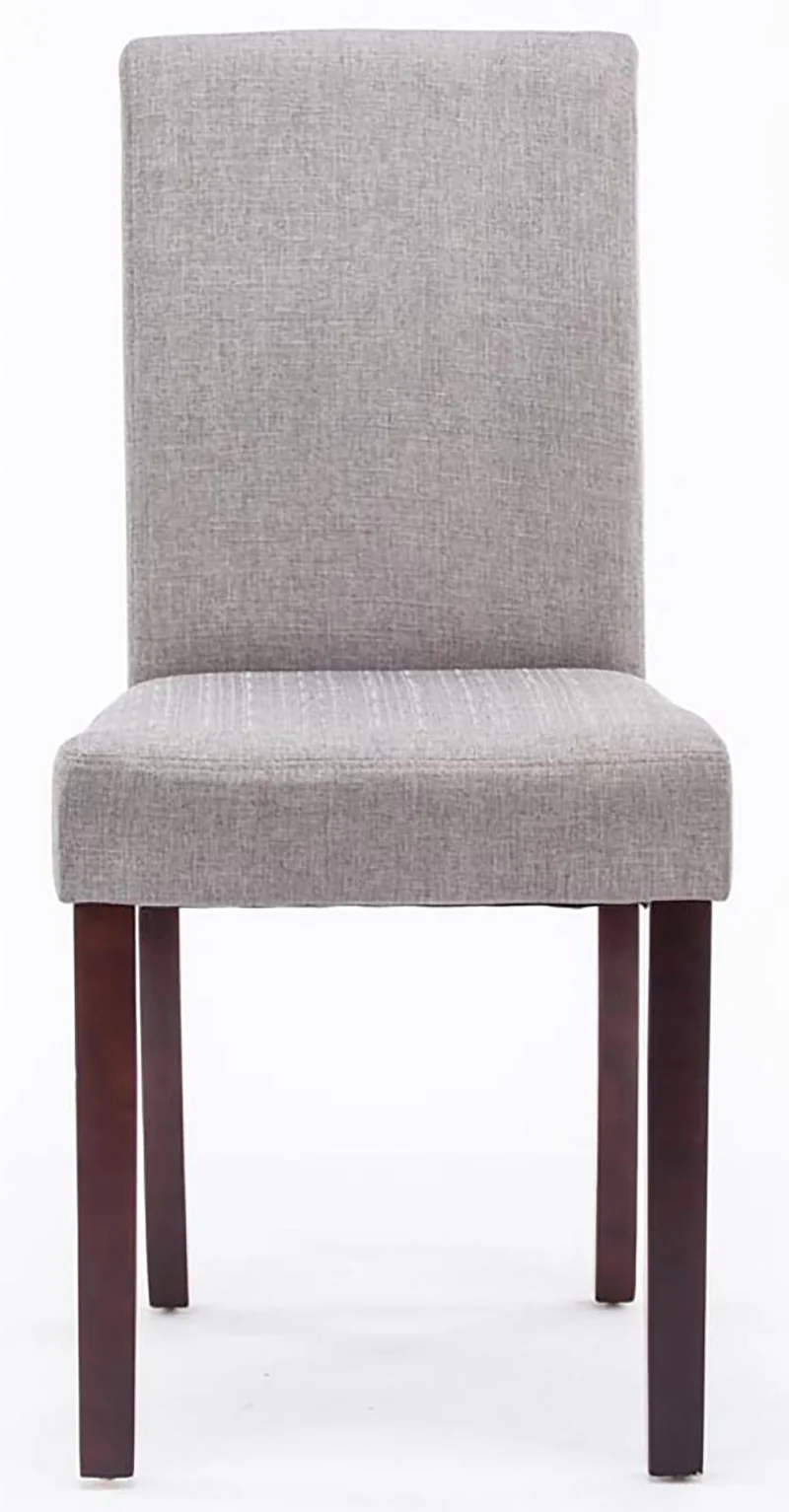 Lot de 4 chaises de salle à manger design classique en tissu gris clair et pieds en bois marron 10_0001771