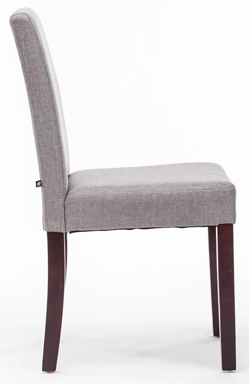 Lot de 2 chaises de salle à manger design moderne en tissu gris clair et pieds en bois marron foncé 10_0001555