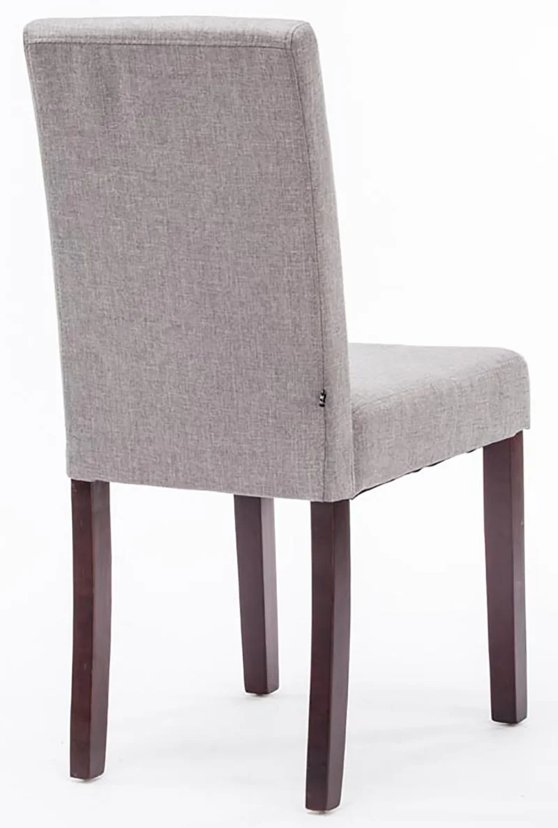 Lot de 2 chaises de salle à manger design moderne en tissu gris clair et pieds en bois marron foncé 10_0001555