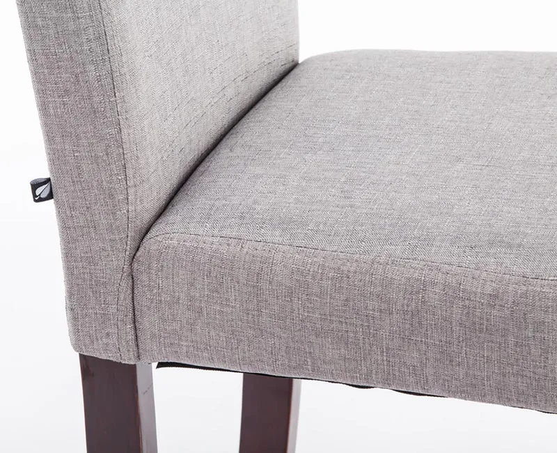 Lot de 2 chaises de salle à manger design moderne en tissu gris clair et pieds en bois marron foncé 10_0001555