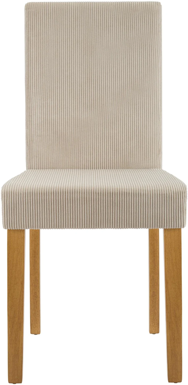Chaise de salle à manger contemporaine x1 dossier haut en velours côtelé marron clair et pieds en bois clair 10_0007475