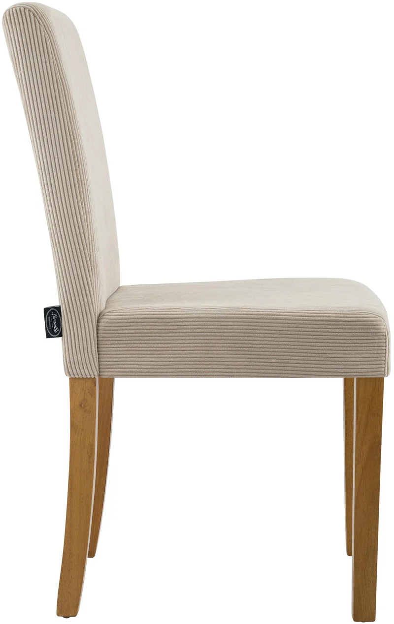 Chaise de salle à manger contemporaine x1 dossier haut en velours côtelé marron clair et pieds en bois clair 10_0007475