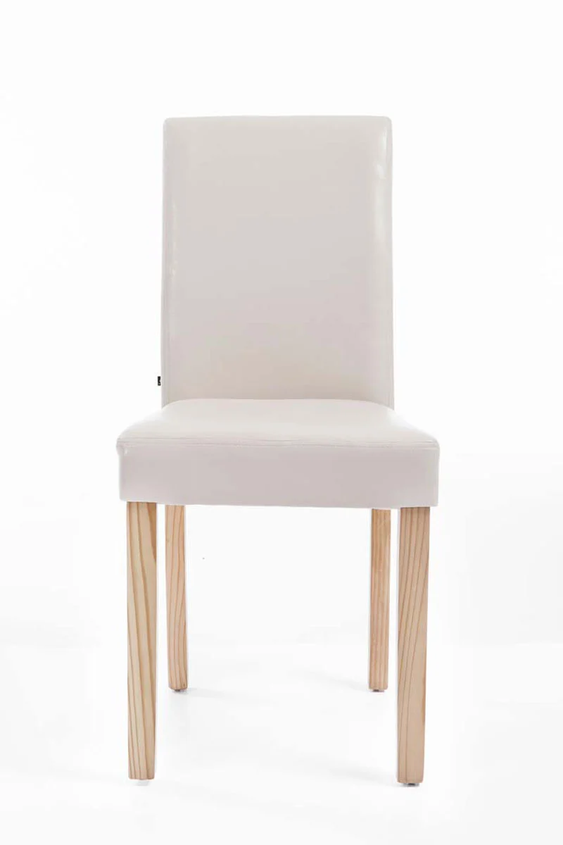 Chaise de salle à manger x1 design moderne en PVC crème et pieds en bois clair 10_0002022