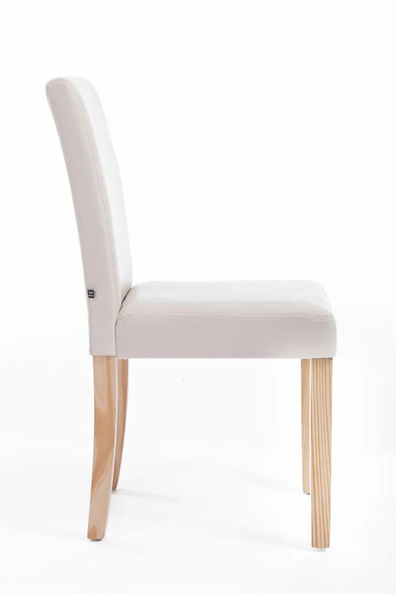Chaise de salle à manger x1 design moderne en PVC crème et pieds en bois clair 10_0002022