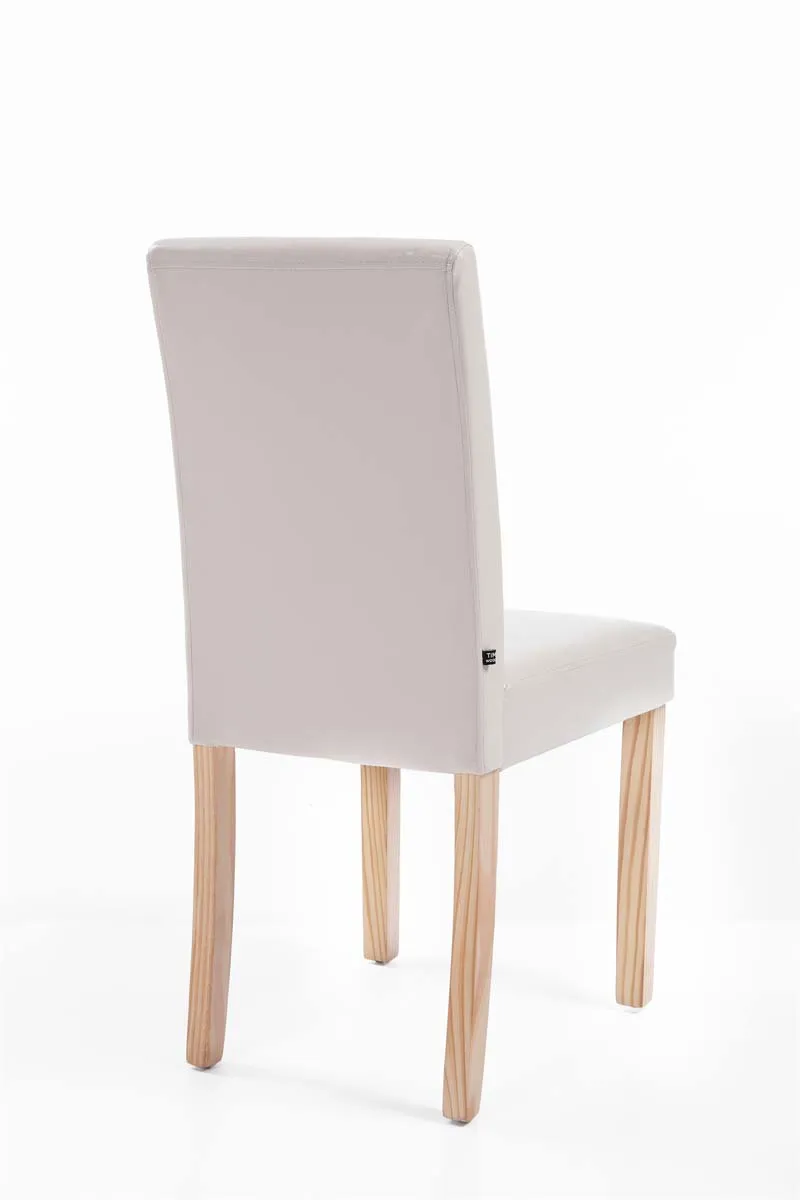 Chaise de salle à manger x1 design moderne en PVC crème et pieds en bois clair 10_0002022