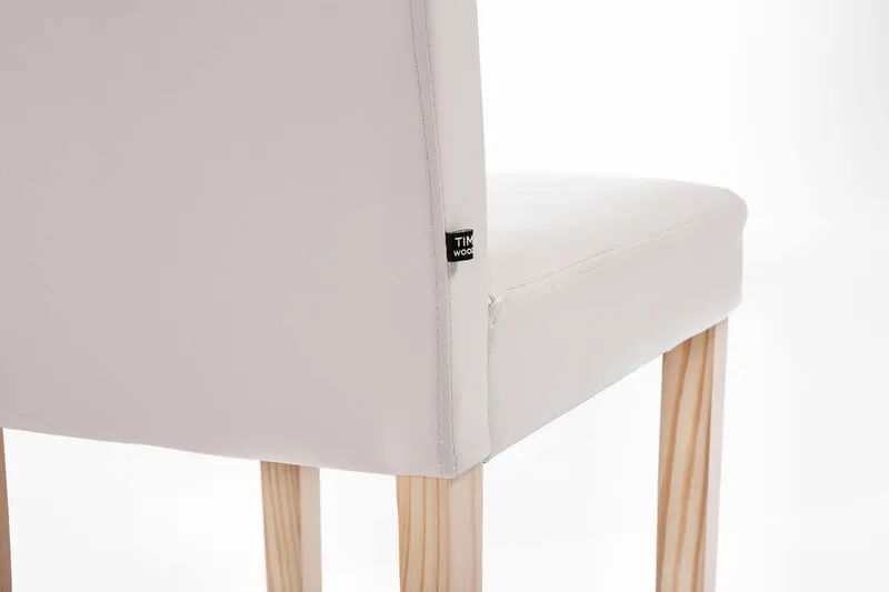 Chaise de salle à manger x1 design moderne en PVC crème et pieds en bois clair 10_0002022