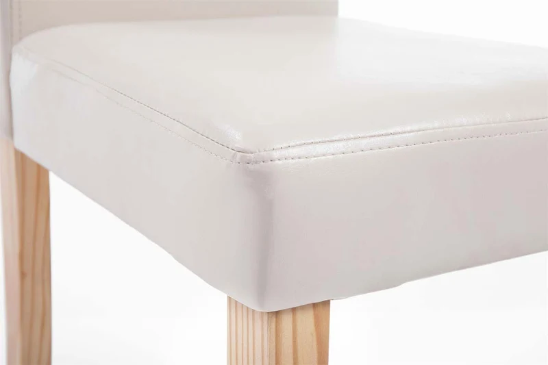 Chaise de salle à manger x1 design moderne en PVC crème et pieds en bois clair 10_0002022