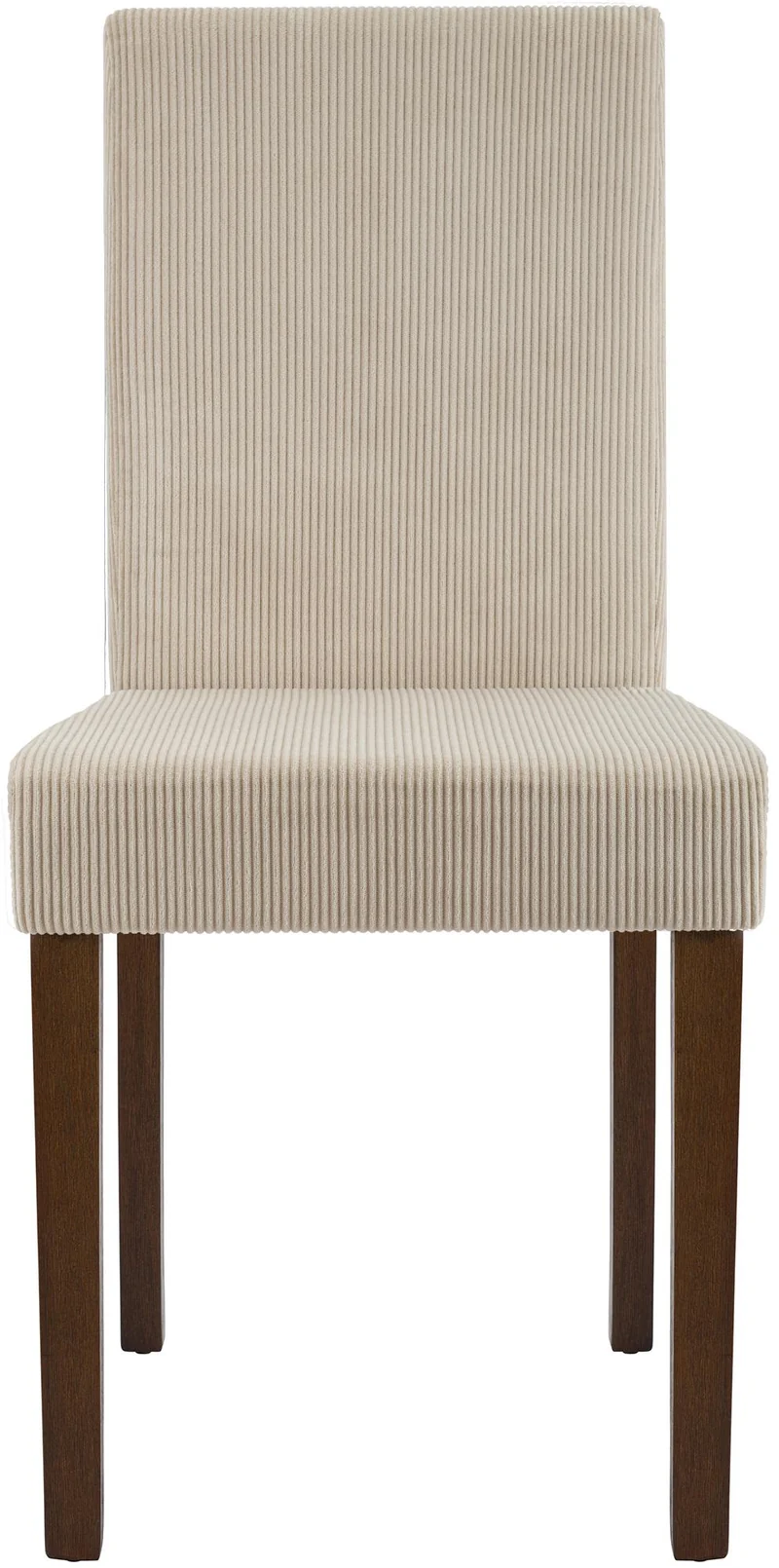 Chaise de salle à manger contemporaine x1 dossier haut en velours côtelé marron clair et pieds en bois foncé 10_0007469