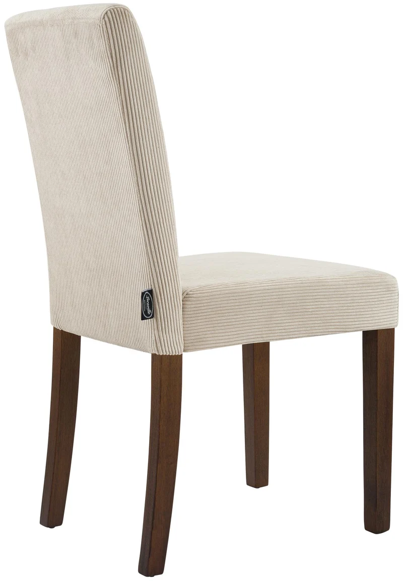 Chaise de salle à manger contemporaine x1 dossier haut en velours côtelé marron clair et pieds en bois foncé 10_0007469
