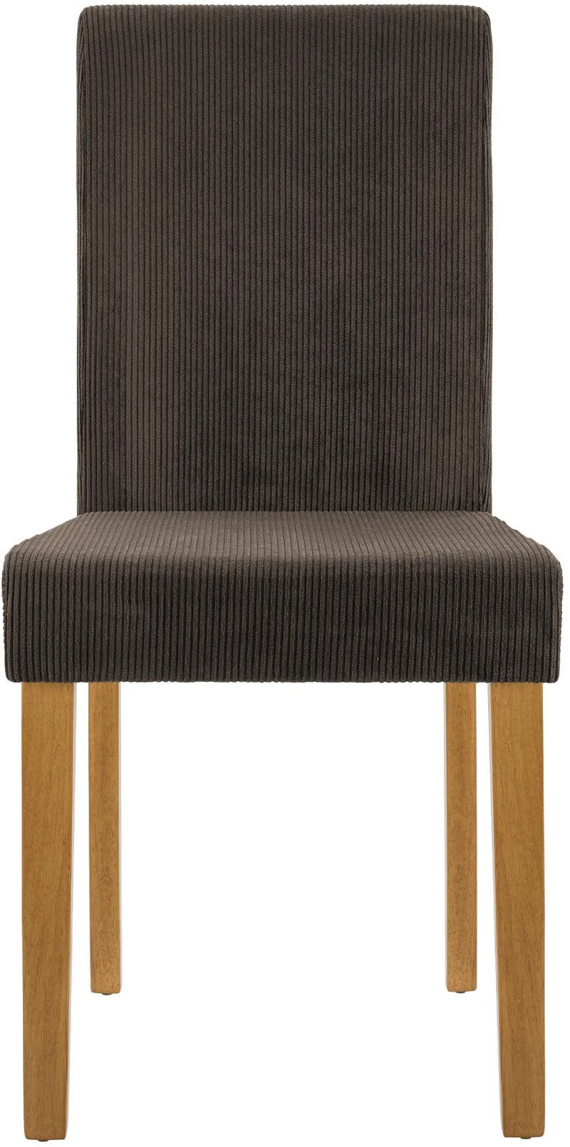 Chaise de salle à manger contemporaine x1 dossier haut en velours côtelé marron et pieds en bois clair 10_0007517