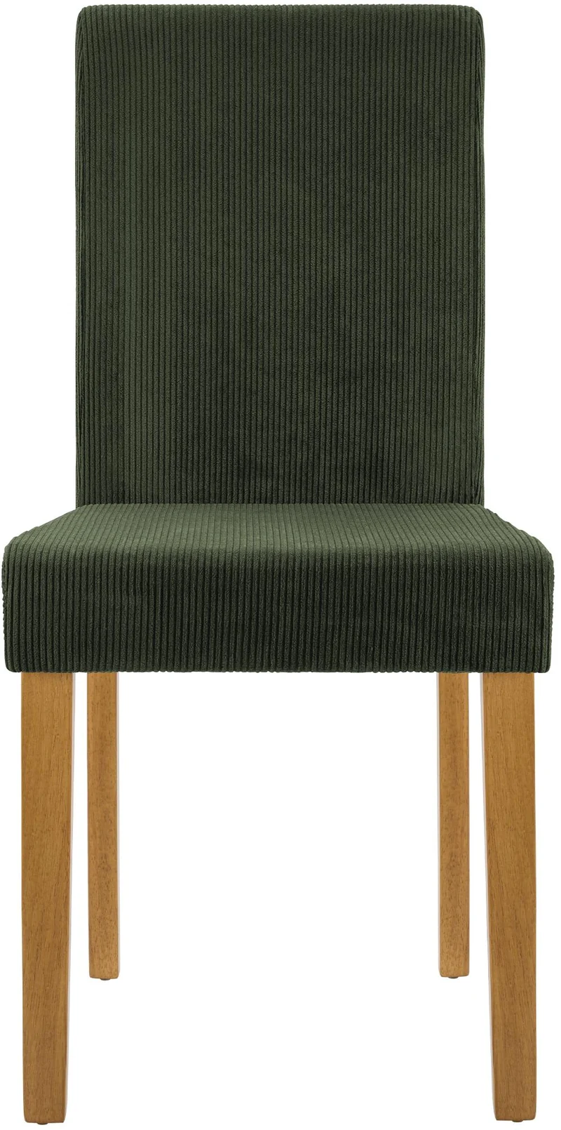 Chaise de salle à manger contemporaine x1 dossier haut en velours côtelé vert et pieds en bois clair 10_0007243