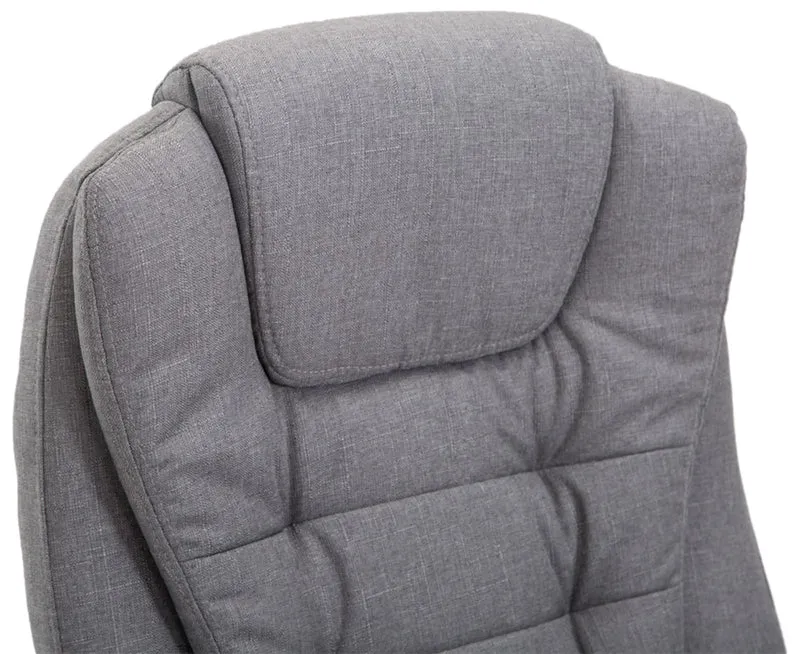 Fauteuil de bureau XXL sur roulettes confortablement rembourrés avec accoudoirs en tissu gris et métal chromé 10_0002665