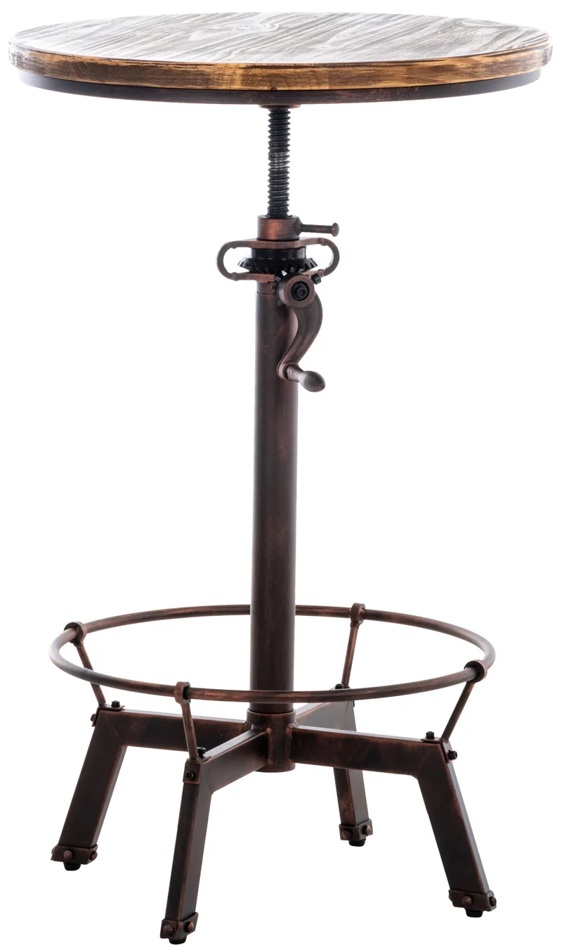 Table haute en bois massif et métal bronze hauteur réglable style industriel TAB10065