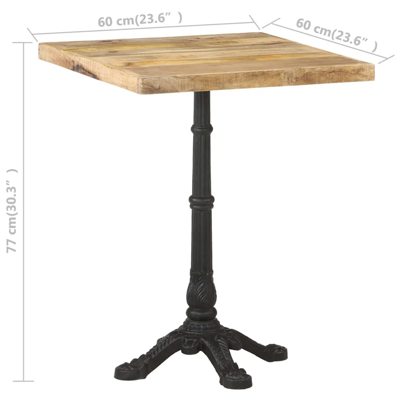 Table d'appoint auxiliaire table bistro design rustique hauteur 77 cm bois de manguier et fonte enduite de poudre DEC036531