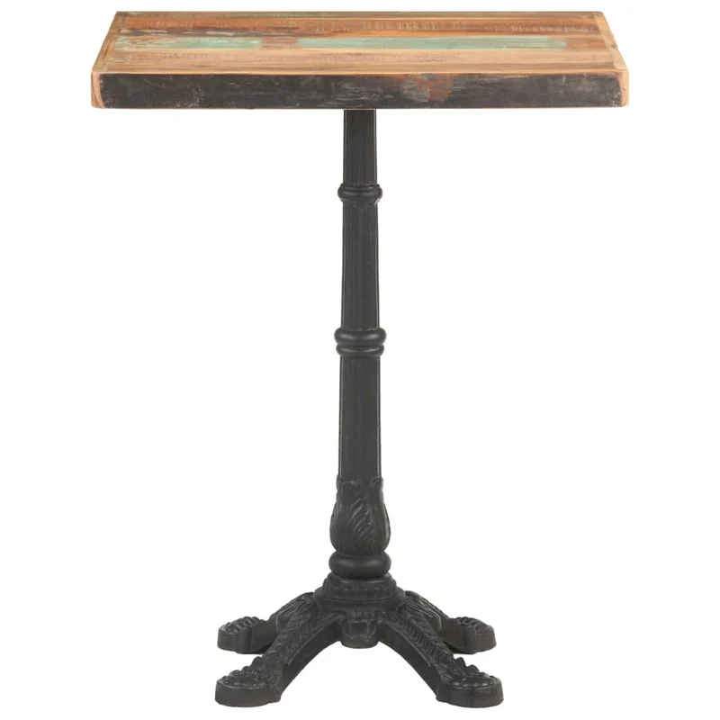 Table d'appoint auxiliaire table bistro design industriel 60 x 60 x 76 cm bois massif de récupération et fonte DEC036530