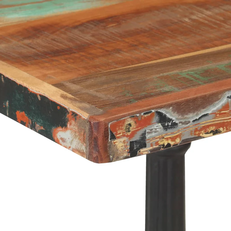 Table d'appoint auxiliaire table bistro design industriel 60 x 60 x 76 cm bois massif de récupération et fonte DEC036530