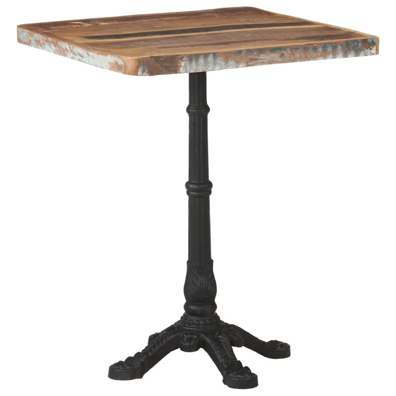 Table d'appoint auxiliaire table bistro design industriel 60 x 60 x 76 cm bois massif de récupération et fonte DEC036530