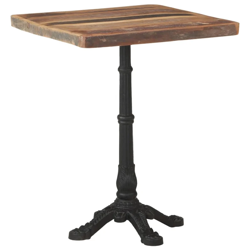 Table d'appoint auxiliaire table bistro design industriel 60 x 60 x 76 cm bois massif de récupération et fonte DEC036530