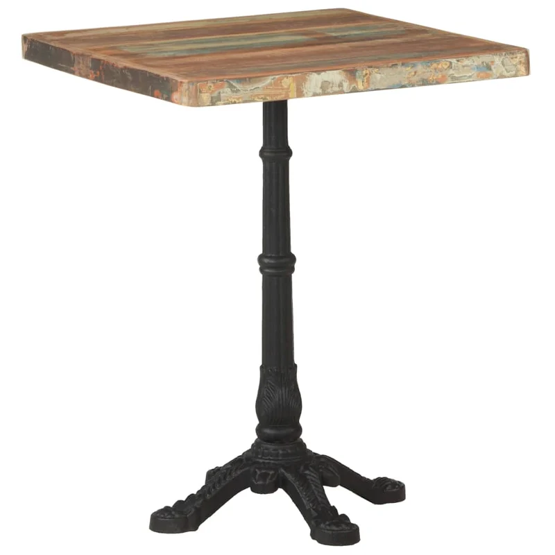 Table d'appoint auxiliaire table bistro design industriel 60 x 60 x 76 cm bois massif de récupération et fonte DEC036530