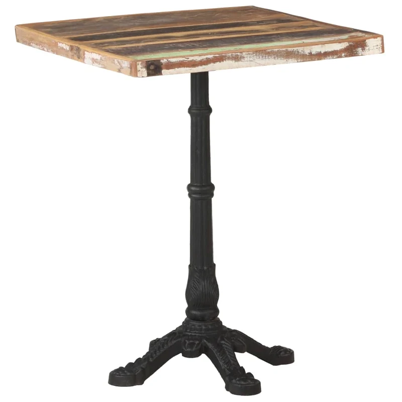 Table d'appoint auxiliaire table bistro design industriel 60 x 60 x 76 cm bois massif de récupération et fonte DEC036530