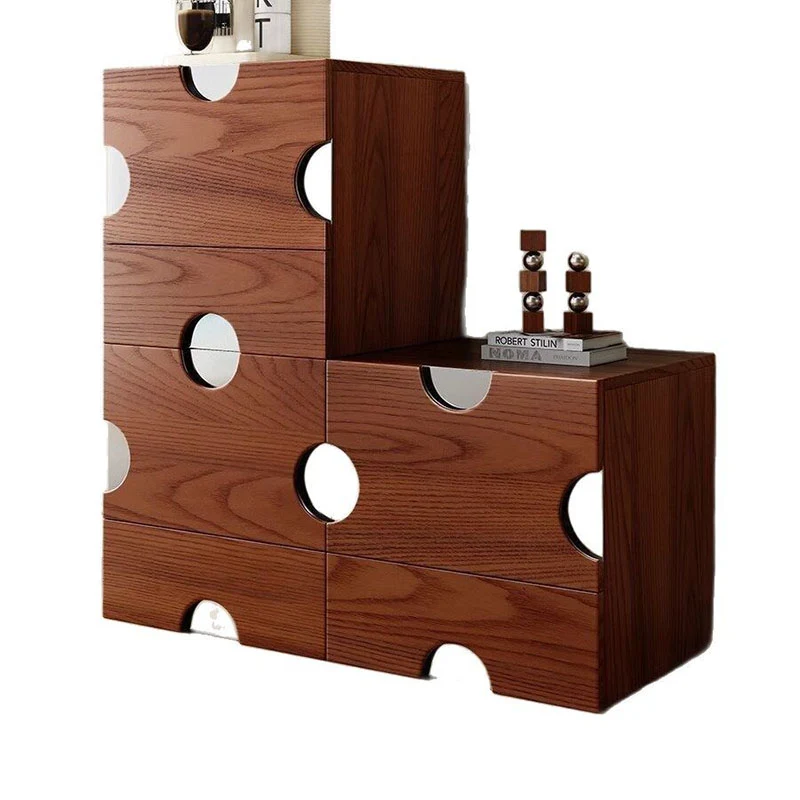 Traditional Vintage Square Hardware MDF Plywood Stainless Steel Storage Cabinet 2-Drawer For Bedroom