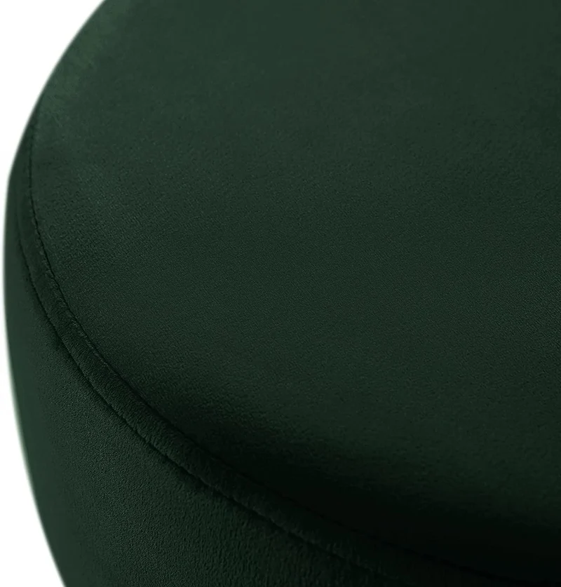 Tabouret en tissu velours vert pieds en métal doré 35x35x45 cm TABO09076