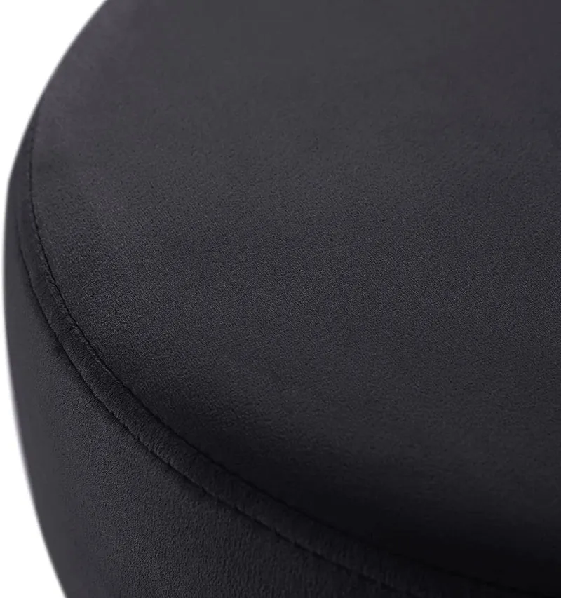Tabouret en tissu velours noir pieds en métal doré 35x35x45 cm TABO09075