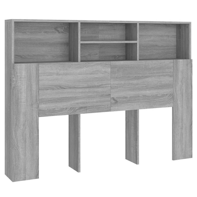 Tête de lit avec rangement accessoire de lit table de chevet étagère 140 x 19 x 103,5 cm MDF gris TDL0200009