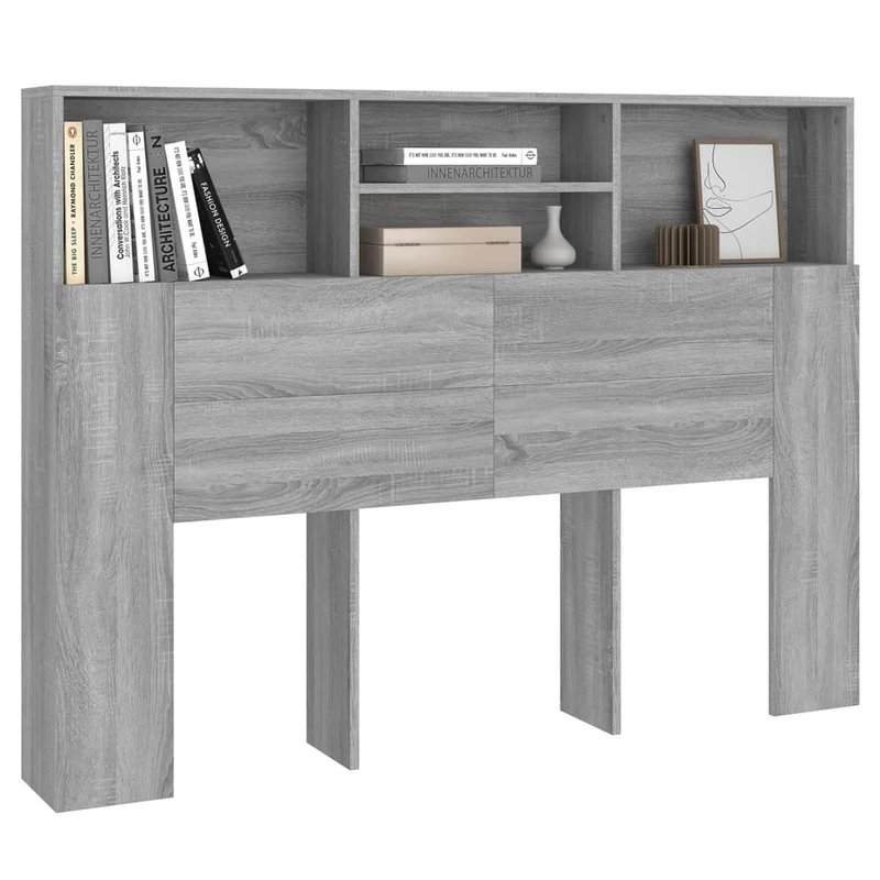 Tête de lit avec rangement accessoire de lit table de chevet étagère 140 x 19 x 103,5 cm MDF gris TDL0200009