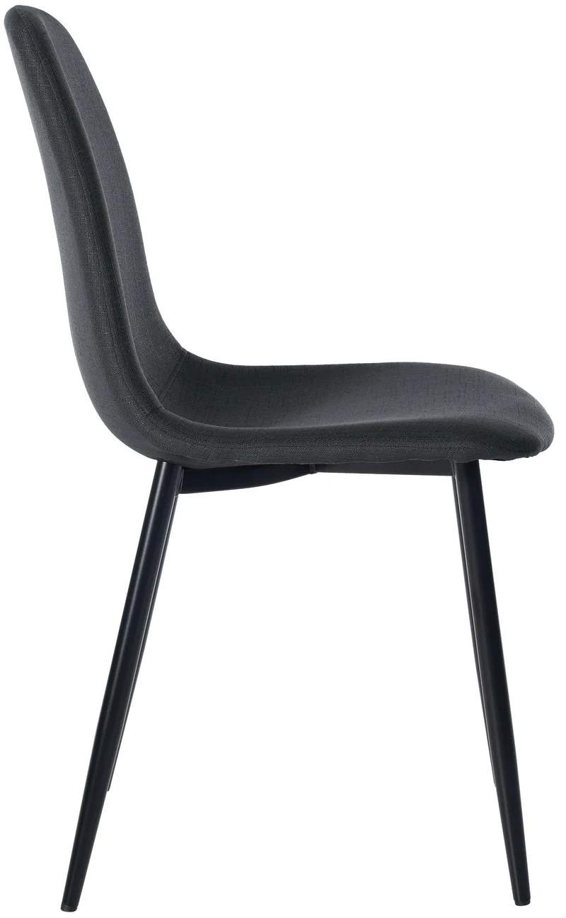 Lot de 4 chaises de salle à manger design simple avec pieds en métal noir assise en tissu noir 10_0001837