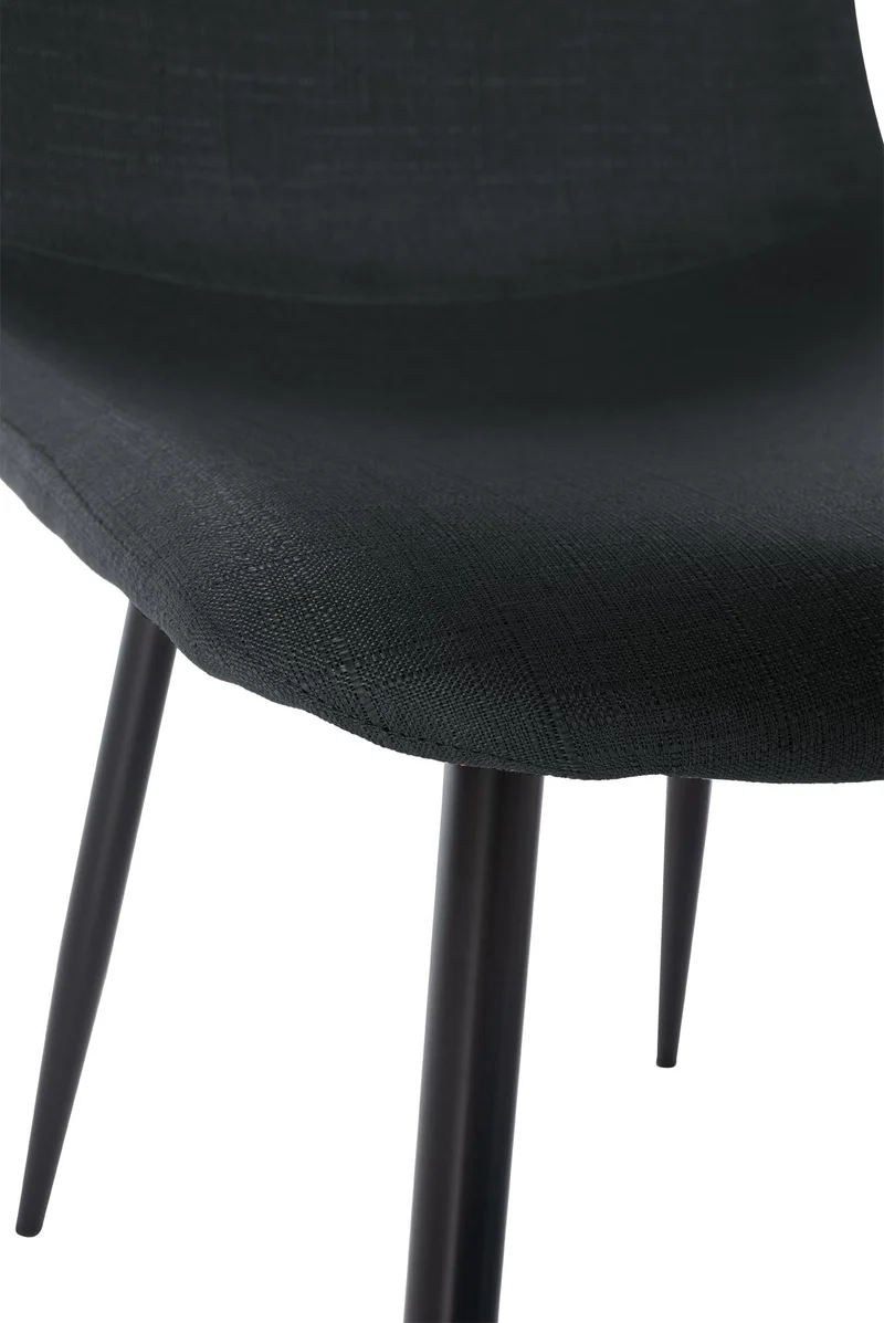 Lot de 4 chaises de salle à manger design simple avec pieds en métal noir assise en tissu noir 10_0001837