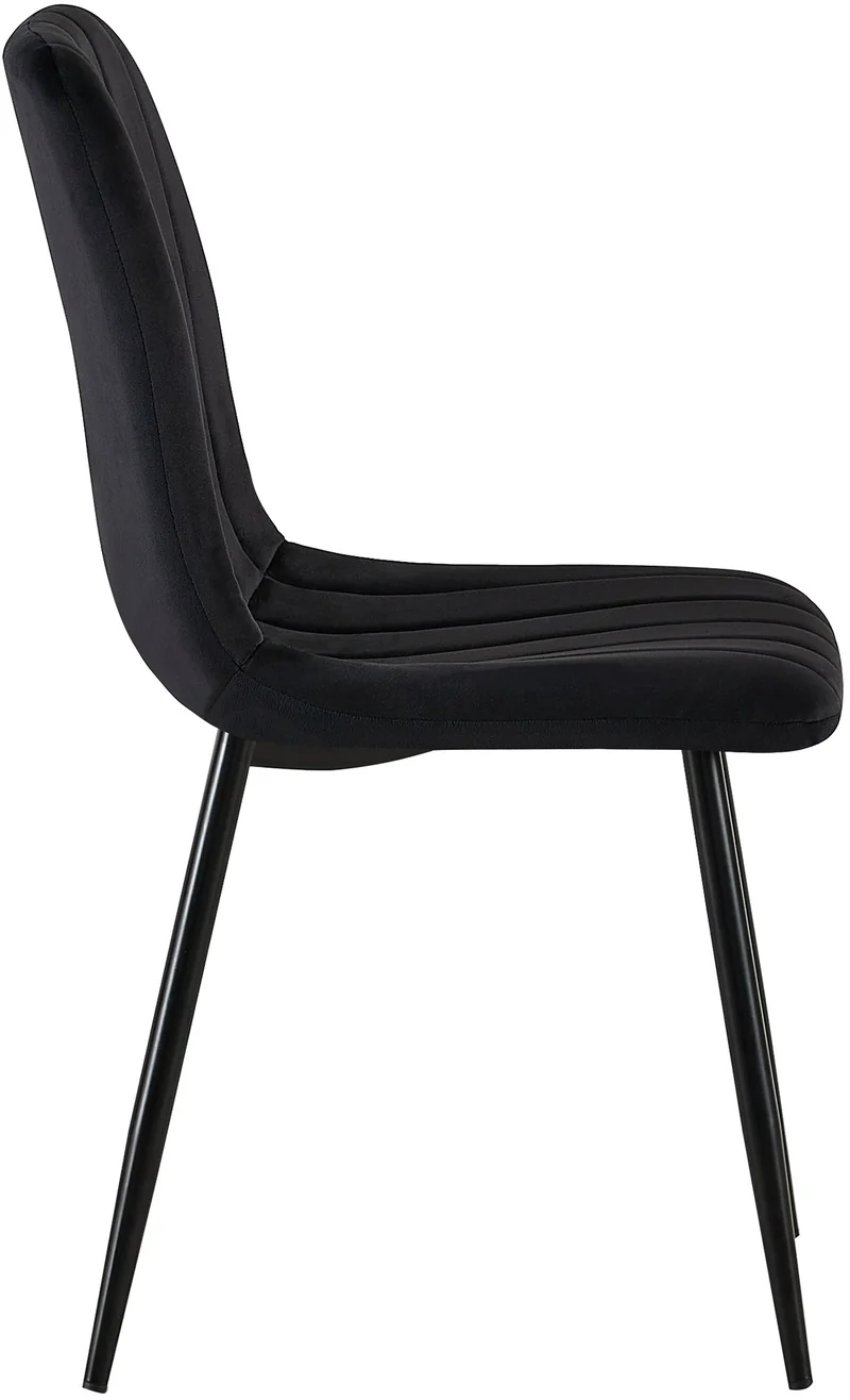 Lot de 4 chaises de salle à manger coutures décoratives vertical en tissu noir et métal noir 10_0001863